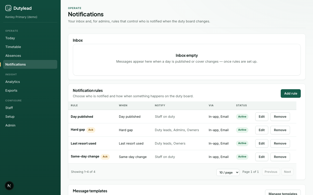 Notification rules