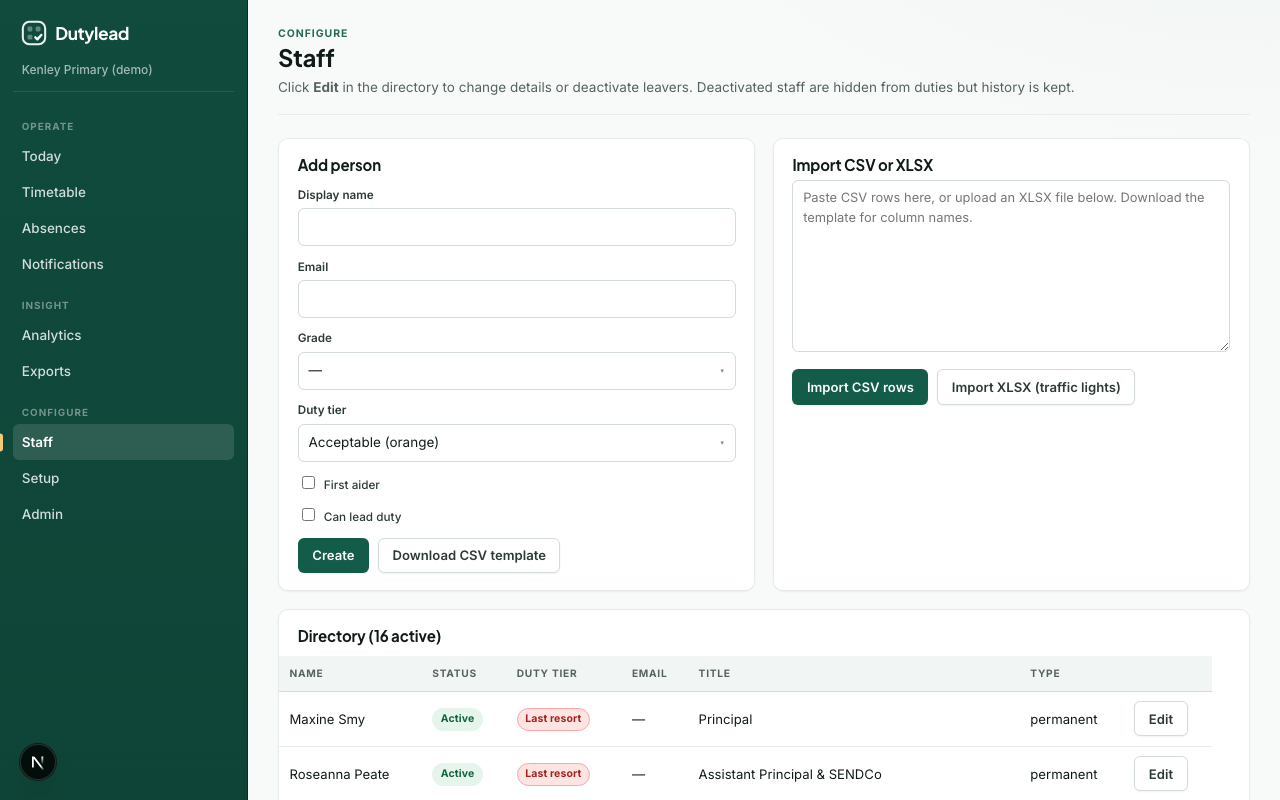 Staff directory